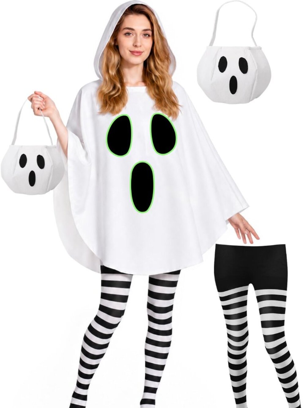 Ghost Costume Women Glow in Dark,Halloween Costumes for Women Adult